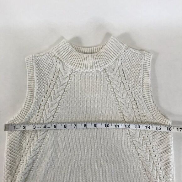 ModCloth Knit Enthusiast Sleeveless Sweater Women's Medium Ivory Career Holiday - Picture 6 of 10